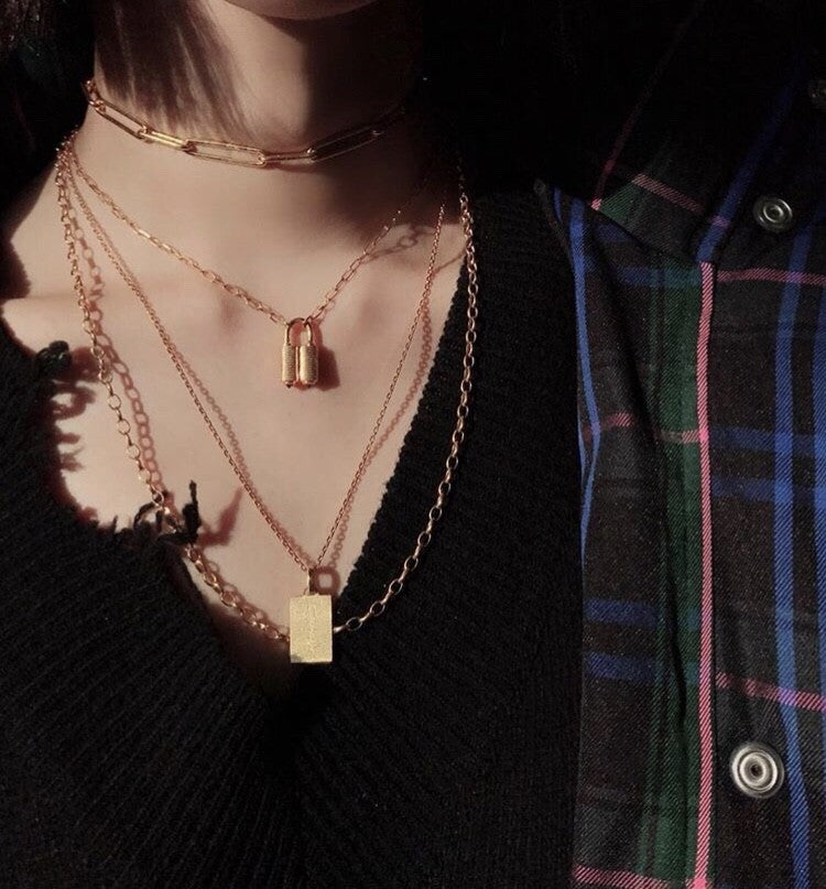 Lock Necklace Gold
