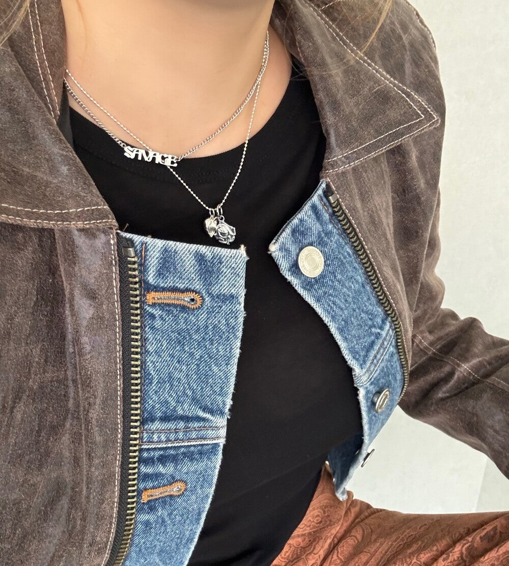 SAVAGE Initial Necklace Silver