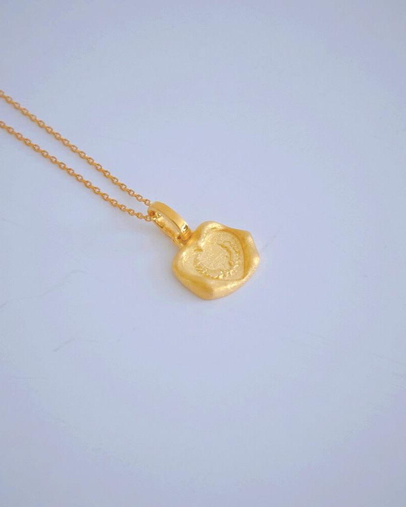 Seal Stamp Necklace Gold
